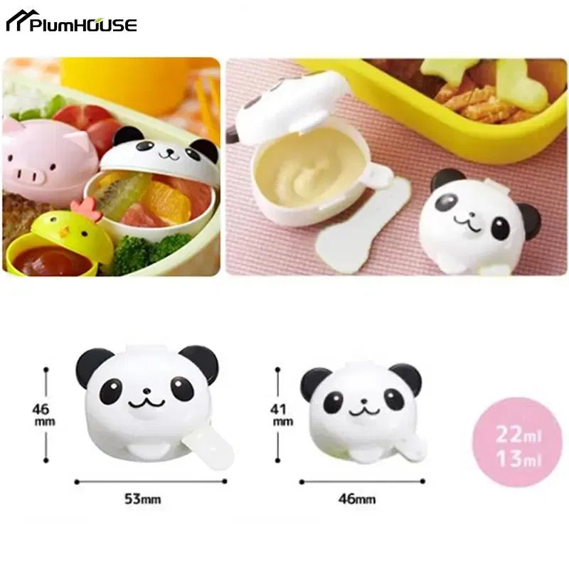Color: Brown - 2Pcs Lunch Bento Soy Sauce Box Container Cute Plastic Condiment Dispenser Mini Portable Salad Dressing Tomato Ketchup Bottle Jar