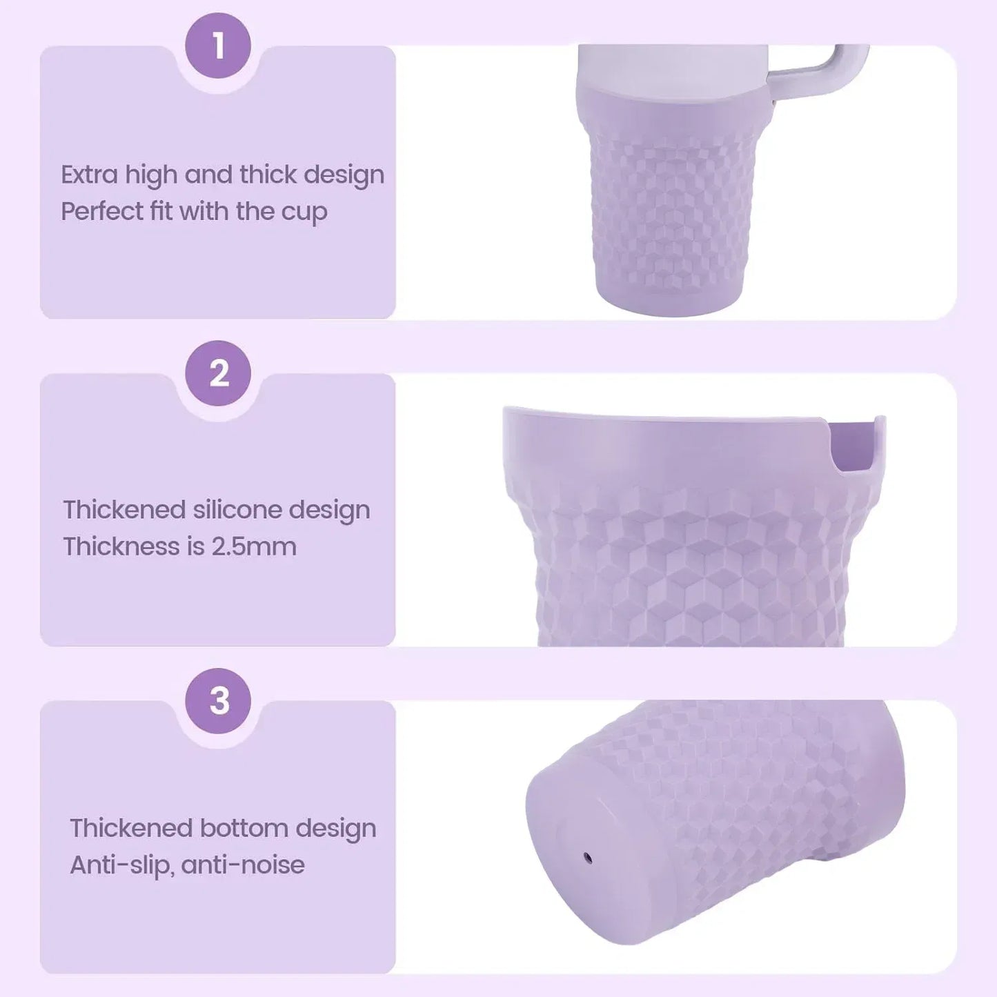 Color: Light Grey - Silicone Boot for Stanley Quencher H2.0 FlowState Tumbler 40oz  Cup Bottom Protector Sleeve