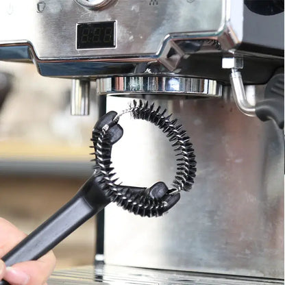 Color: Light Grey - 51/58mm Coffee Machine Brush Cleaner | Removable Coffee Maker Espresso Group Head | Semi-automatic Kitchen Cleaning Tool