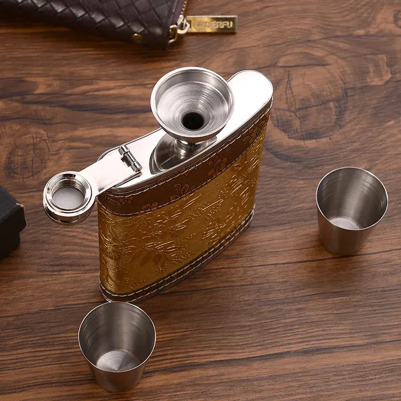 Color: grey - 7oz/8oz Portable Pocket Hip Flask Outdoor Travel Stainless Steel Flask Whiskey Drink Alcohol Flasks 8oz Steel Hip Flask Flagon