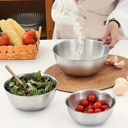 Color: black - 1-3 Stainless Steel Bowl Set with Scale for Cooking Baking Food Storage Large Capacity Mixing Bowls for Home Kitchen Essentials
