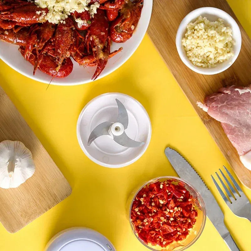Color: Blue, Ships From: CHINA - Multifunctional Cooking Machine Automatic Meat Grinder Baby Supplementary Food Stirring Minced Garlic Minced Meat
