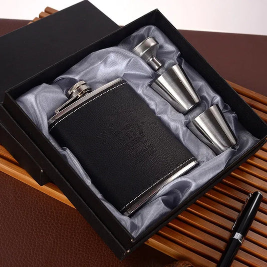 Color: black - 7oz/8oz Portable Pocket Hip Flask Outdoor Travel Stainless Steel Flask Whiskey Drink Alcohol Flasks 8oz Steel Hip Flask Flagon