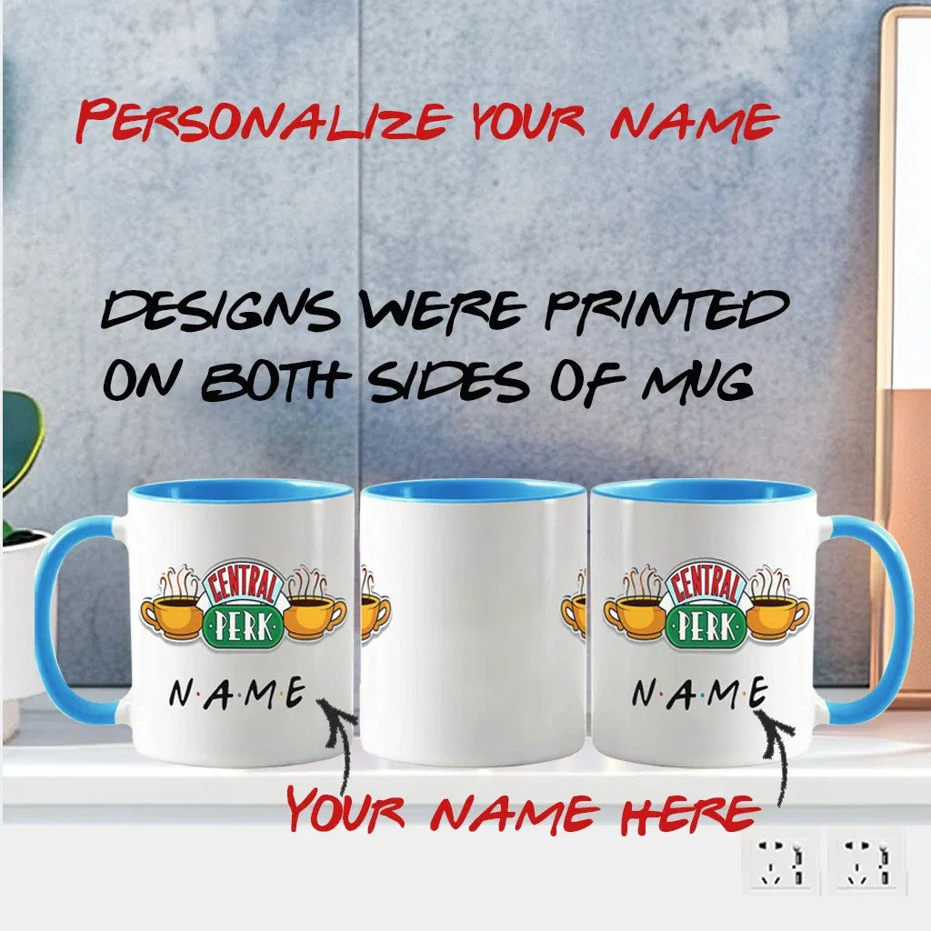 Color: WHITE, Capacity: 301-400ml - Personalized Name Mug Central Perk Design Coffee Mug  Custom Tea Cup Chocolate Milk Beer Mugs Lovers Friends Gifts Dropshipping