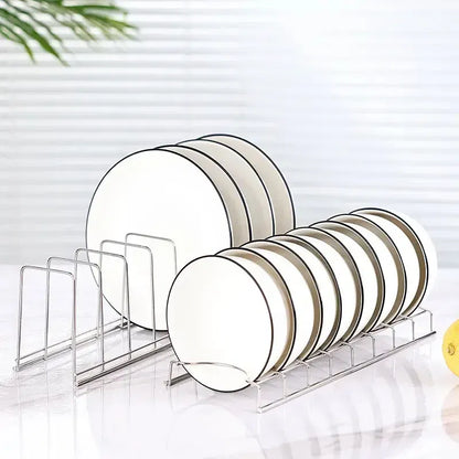 Color: plum - Kitchen Bowl Dish Organizer Stainless Steel Dish Holder Home Cutlery Dishes Pot Lid Rack Household Dish Rack Kitchen Accessories