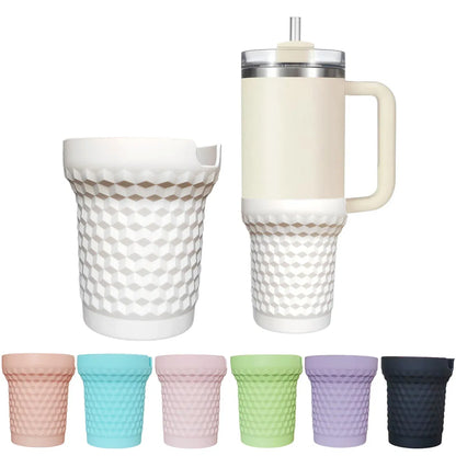 Color: Light Grey - Silicone Boot for Stanley Quencher H2.0 FlowState Tumbler 40oz  Cup Bottom Protector Sleeve