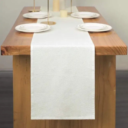 Color: Burgundy, Size: 32*240cm - White Table Runner Rustic for Birthday Party Cotton Fabric Wedding Decoration Baby Shower Home Dinner Kitchen Christmas Supplies