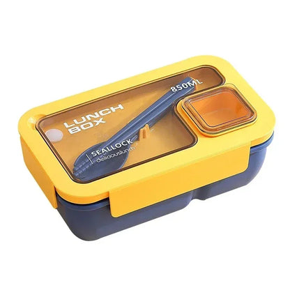 Color: Silver - Portable Lunch Box Lunch Bags for Children School Office Bento Box with Tableware Thermal Bag Complete Kit Microwavable Heating
