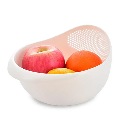 Color: GRAY - Rice Sieve Plastic Colander Kitchen Drain Basket with Handles Rice Bowl Strainer Strainer Basket Sink Drain Kitchen Tools