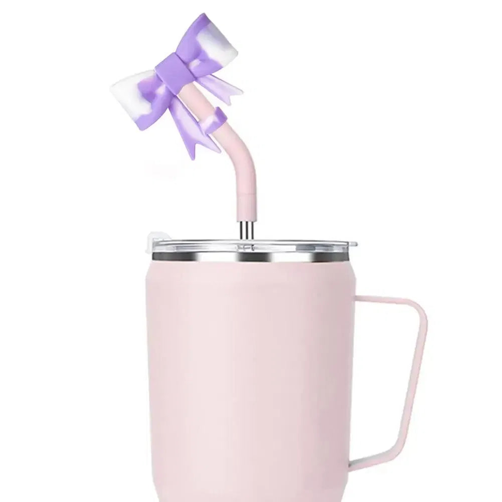 Color: Champagne, Ships From: CN - Bow Straw Cap Covers Toppers Silicone Accessories For Stanley Cups 30&40 Oz Tumbler And With 1pc Protective Boot ??