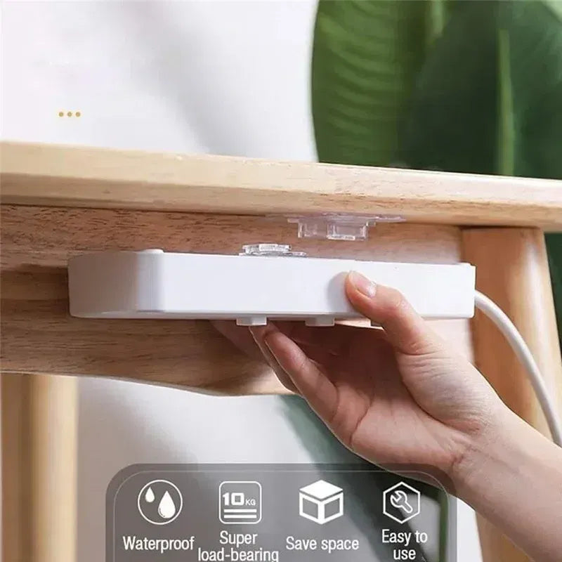 Color: light yellow - Double-Sided Adhesive Wall Hooks Hanger Strong Transparent Suction Cup Sucker Hooks Kitchen Bathroom Storage Plug Socket Holders