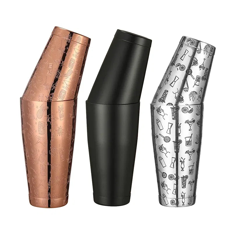 Color: Clear - Stainless Steel Boston Shaker Bar Shaker with different Surface Finish -2 Piece Cocktail Shaker, 15-Ounce and 25-Ounce