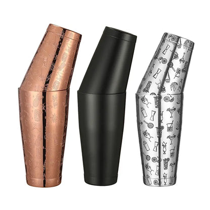 Color: black - Stainless Steel Boston Shaker Bar Shaker with different Surface Finish -2 Piece Cocktail Shaker, 15-Ounce and 25-Ounce