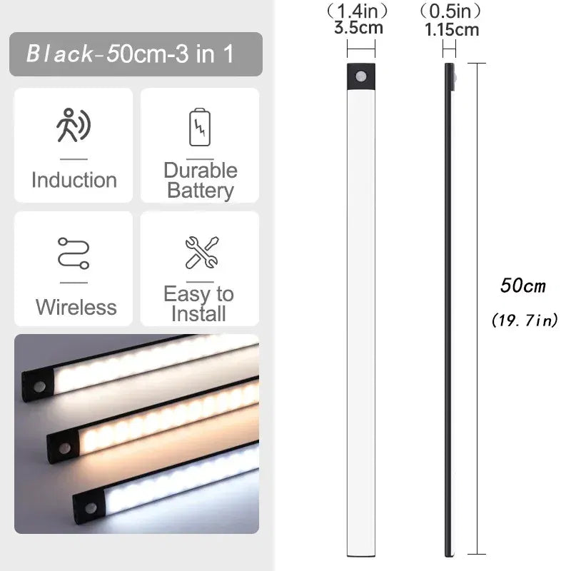 Emitting Color: Dark Red - Under Cabinet Lights LED Motion Sensor Night Light Thin Rechargeable Dimmable Lamps Kitchen Cabinet Bedroom Wardrobe Lighting