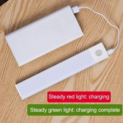 Emitting Color: Dark Red - Under Cabinet Lights LED Motion Sensor Night Light Thin Rechargeable Dimmable Lamps Kitchen Cabinet Bedroom Wardrobe Lighting