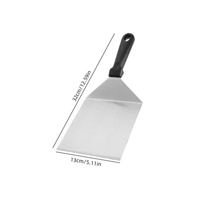 Color: Red - Kitchen Stainless Steel Scraper Cooking Spatula Barbecue Spatula Plate Barbecue Spatula Hamburger Spatula Cooking Utensils