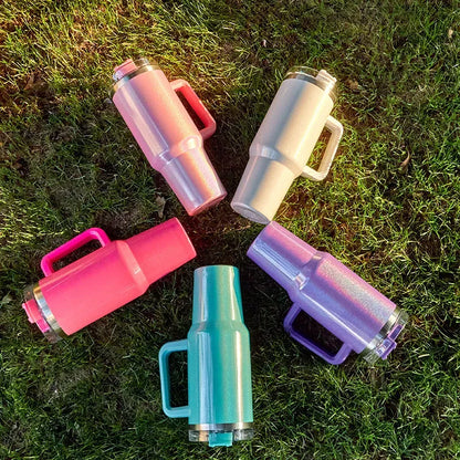 Color: Green, Capacity: >600ML - 40oz Insulated Tumbler With Lid and Straws Stainless Steel Coffee Tumbler with Handle Vacuum Leak Proof Coffee Cup