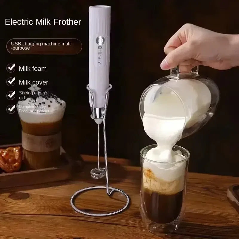 Color: light green - 2-in-1 multi-function USB Rechargeable Electric Egg Beater Baking Mixer Milk Frother Kitchen Gadgets Coffee Stirrer Tools Dining