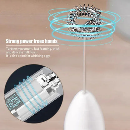Color: MULTI - 2-in-1 multi-function USB Rechargeable Electric Egg Beater Baking Mixer Milk Frother Kitchen Gadgets Coffee Stirrer Tools Dining