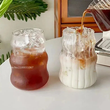 Color: Orange, Capacity: 301-400ml - Transparent Heat Resistant Glass Coffee Mug Glass  Latte Cup Breakfast Mug Milk Water Cocktail Glass Cup Beer Drinking Glasses