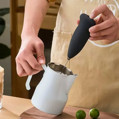 Color: Light Grey - Electric Milk Frother Handheld Mixer Coffee Foamer Egg Beater Cappuccino Stirrer Mini Portable Blenders Home Kitchen Whisk Tool