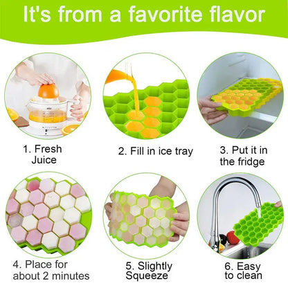 Color: Yellow - 4/2/1PCS Silicone Ice Cube Mold 148 Cube Large-capacity Ice Trays Food Grade Ice Maker BPA Free Reusable Ice Maker with Lids