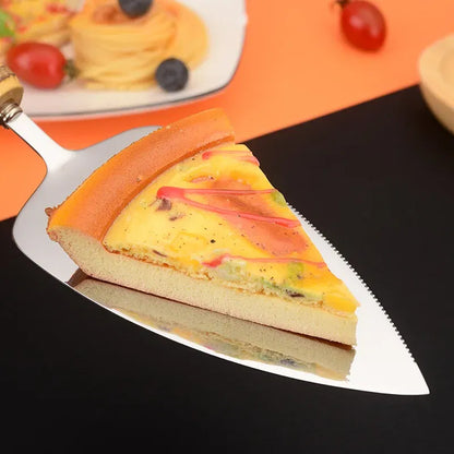 Color: light yellow - Nature Bamboo Pizza Cake Shovel Triangular Spatula Set Steel Stainless Cheese Slicer Cutter Knife,Butter Knife