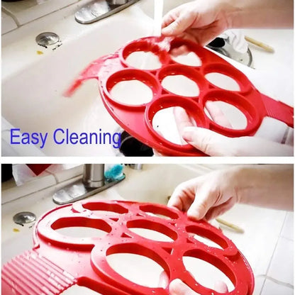 Color: light yellow - Egg Pancake Ring Non-stick Pancake Machine Mold Silicone Egg Frying Pan Forming Machine Omelet Mold Kitchen Baking Accessories