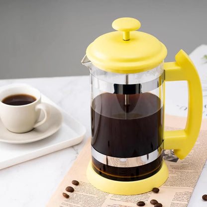 French Press Coffee Tea Maker 34oz, Stainless Steel Coffee Press, Resistant Borosilicate Glass Coffee Maker for Camping Travel -