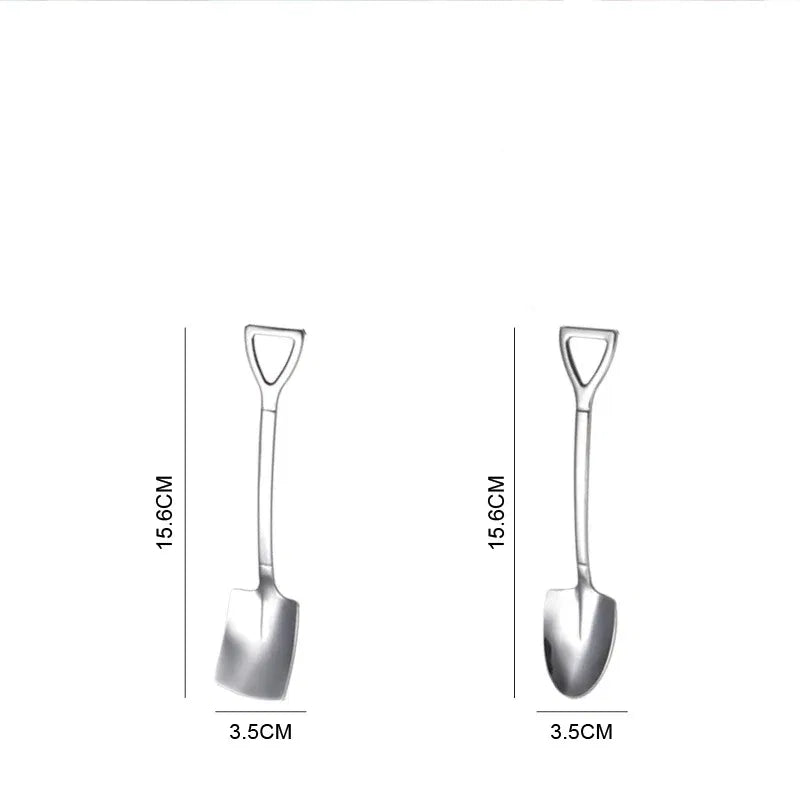 Color: Brown, Ships From: CHINA - Stainless Steel Coffee Tea Spoon Creative Retro Shovel Scoop for Dinner Ice Cream Dessert Watermelon Kitchen Tableware Bar Tool