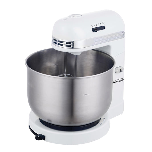 Brentwood 5 Speed Stand Mixer with 3.5 Quart Stainless Steel Mixing Bowl - Effortless Mixing for Home Chefs