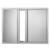 BBQ Access Door, 31W x 24H Inch Double Outdoor Kitchen Door, Stainless Steel Flush Mount Door, Wall Vertical Door with Recessed Handles , for BBQ Island, Grilling Station, Outside Cabinet