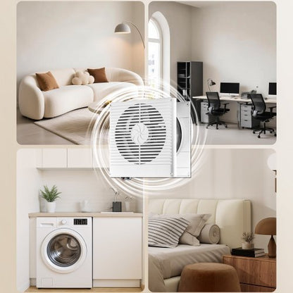 7.5-Inch Room to Room Fan, Through Wall Fan with AC Motor & Bi-directional Adjustable Wind, 180 CFM Ventilation Quiet Exhaust Vent for Kitchen, Living & Laundry Room, Workshop