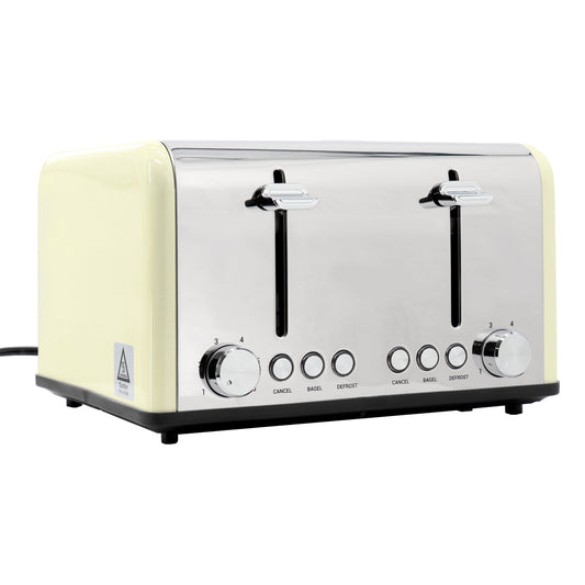 Redmond 4-Slice Extra Wide Slot 1650W Stainless Steel Toaster in Cream - Effortlessly Toasted Bread for Perfect Breakfasts