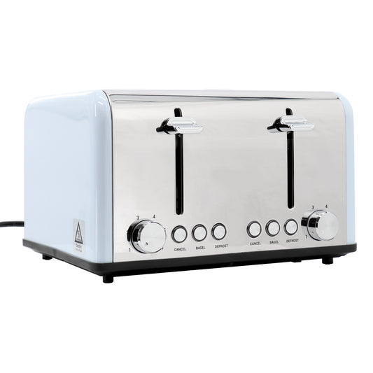 Redmond 4-Slice Extra Wide Slot Toaster | Stainless Steel | Light Blue | 1650W Power