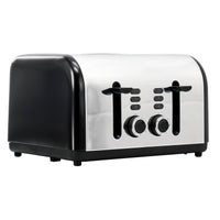 Redmond 4-Slice Wide Slot Stainless Steel Toaster - Efficient Breakfast Appliance with 7 Heat Settings, Mirror Polished Design - Black
