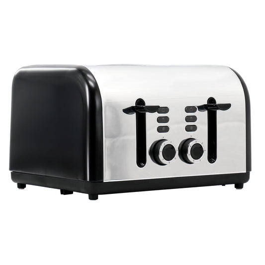 Redmond 4-Slice Wide Slot Stainless Steel Toaster - Efficient Breakfast Appliance with 7 Heat Settings, Mirror Polished Design - Black