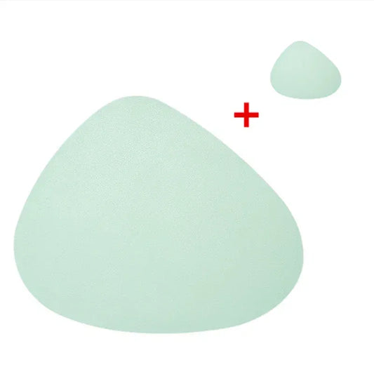 Color: Blue, Size: L - Irregular Shape PU Leather Placemats Set Oil-Proof Waterproof for Kitchen Tables Bistro Tables Bars Coffee Shops Hotels