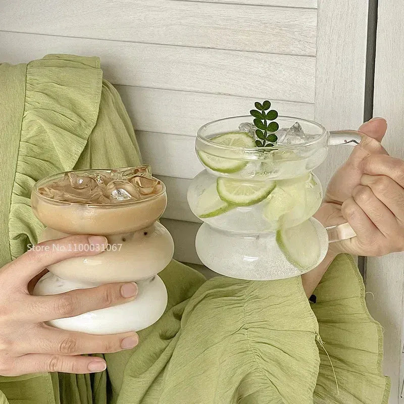 Color: Orange, Capacity: 301-400ml - Transparent Heat Resistant Glass Coffee Mug Glass  Latte Cup Breakfast Mug Milk Water Cocktail Glass Cup Beer Drinking Glasses