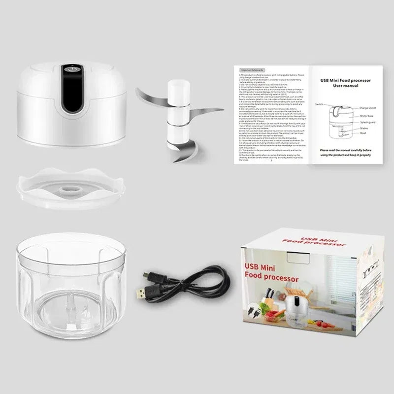 Color: Blue, Ships From: CHINA - Multifunctional Cooking Machine Automatic Meat Grinder Baby Supplementary Food Stirring Minced Garlic Minced Meat