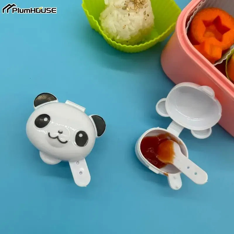 Color: Dark Khaki - 2Pcs Lunch Bento Soy Sauce Box Container Cute Plastic Condiment Dispenser Mini Portable Salad Dressing Tomato Ketchup Bottle Jar