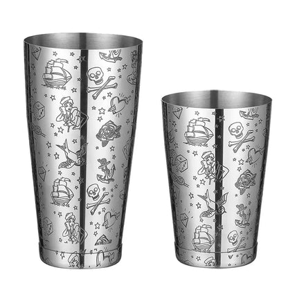 Color: black - Stainless Steel Boston Shaker Bar Shaker with different Surface Finish -2 Piece Cocktail Shaker, 15-Ounce and 25-Ounce