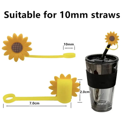 Color: light yellow - 1-12PCS Cute  MINISO Snoopy Straw Cover Cap With 30&40Oz Cup10mm Straw Toppers Reusable Dust-Proof Straw Caps Cartoon Drink Stra