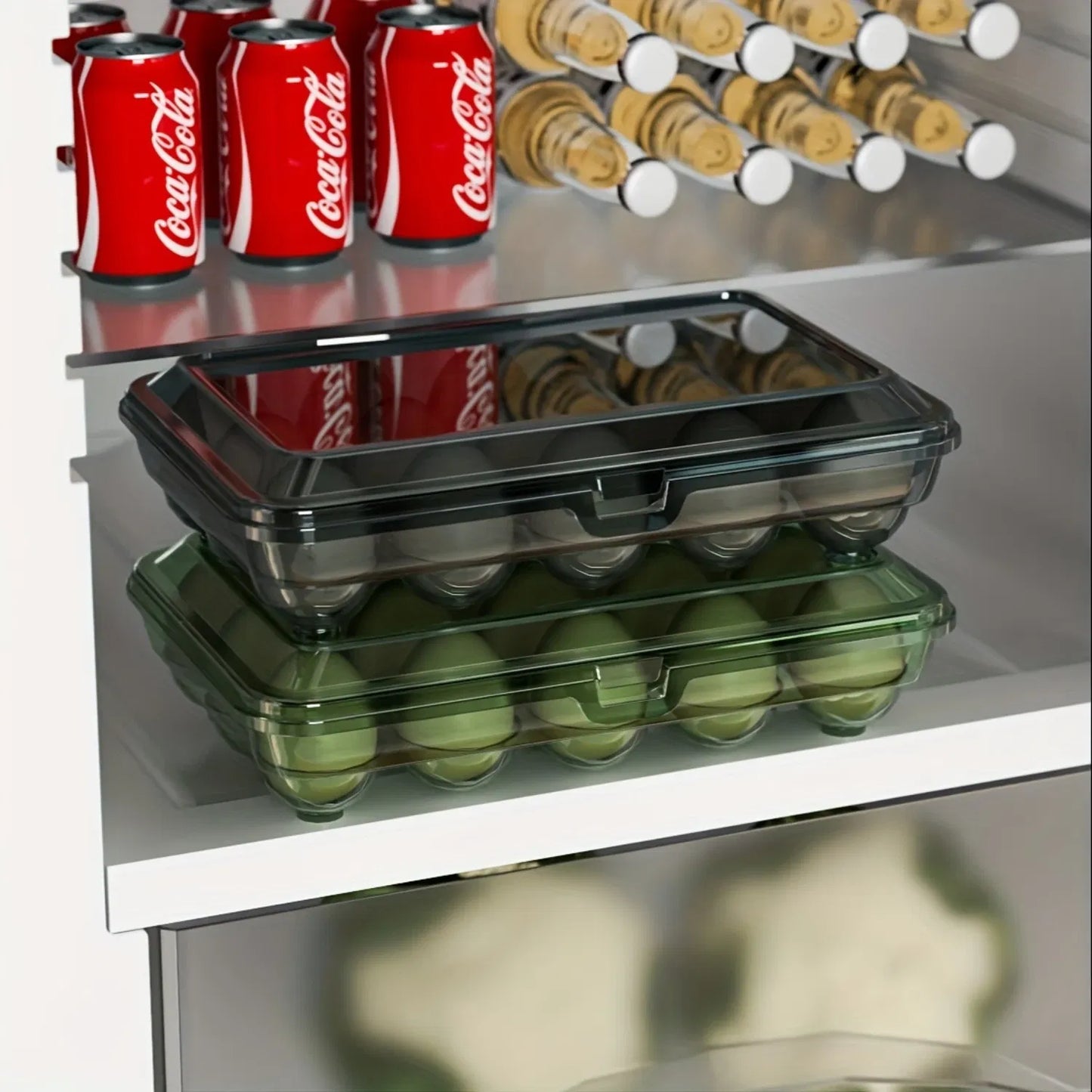 Color: Red, Ships From: CHINA - 1pc Shock-Proof Egg Holder for Refrigerator, Transparent Plastic Egg Carton with Clamshell Design for Freshness,   Supplies