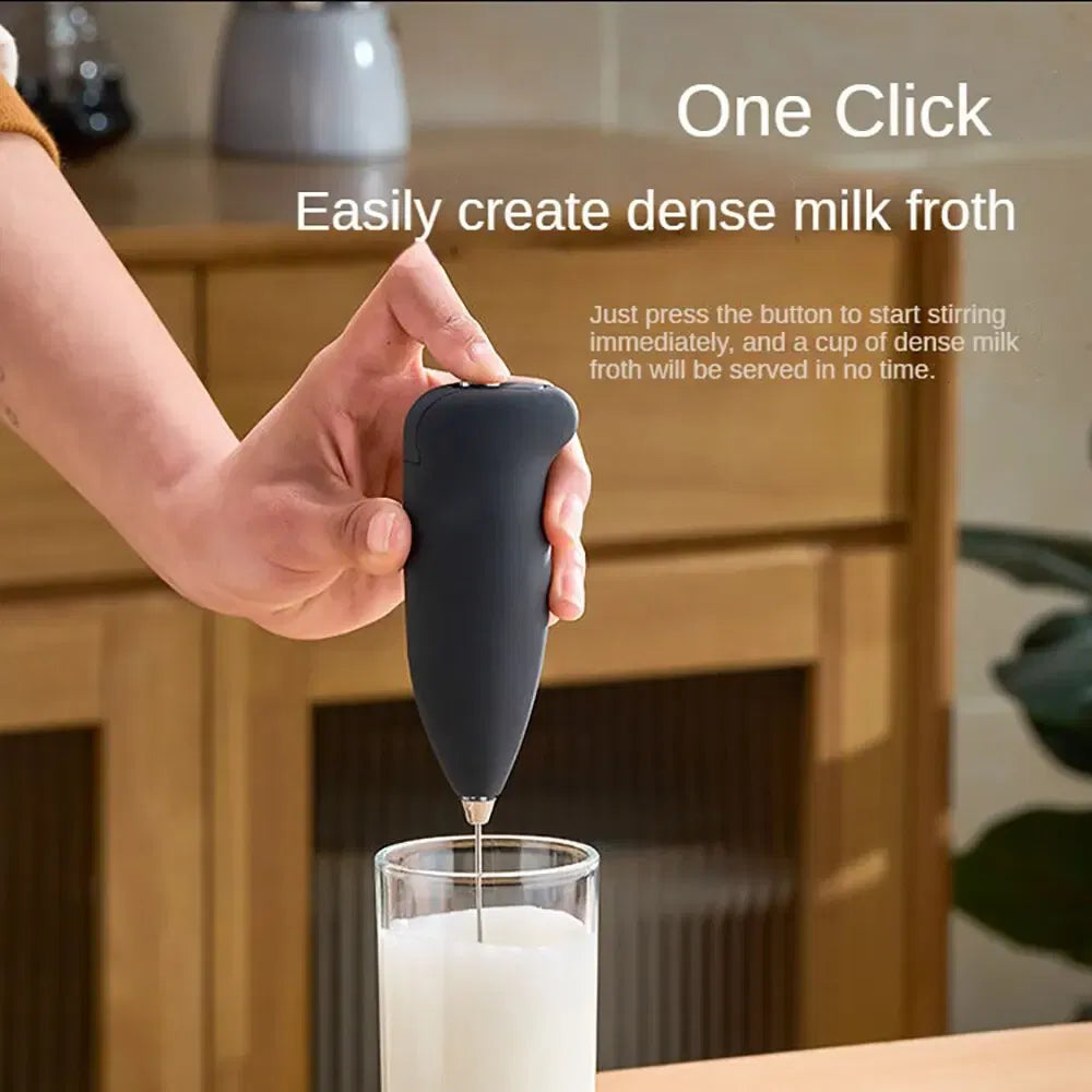 Color: Light Grey - Electric Milk Frother Handheld Mixer Coffee Foamer Egg Beater Cappuccino Stirrer Mini Portable Blenders Home Kitchen Whisk Tool