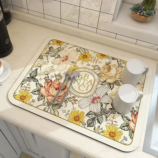 Color: Burgundy, Size: M - 1pc Multi-color Diatomite Bar Placemat Quick-Drying Absorbent Non-slip Placemat Dish Drainer Mat