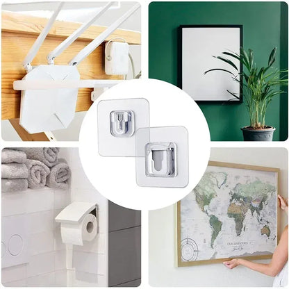 Color: light yellow - Double-Sided Adhesive Wall Hooks Hanger Strong Transparent Suction Cup Sucker Hooks Kitchen Bathroom Storage Plug Socket Holders