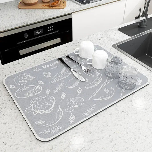 Color: green, Size: XL - 1pc Multi-color Diatomite Bar Placemat Quick-Drying Absorbent Non-slip Placemat Dish Drainer Mat