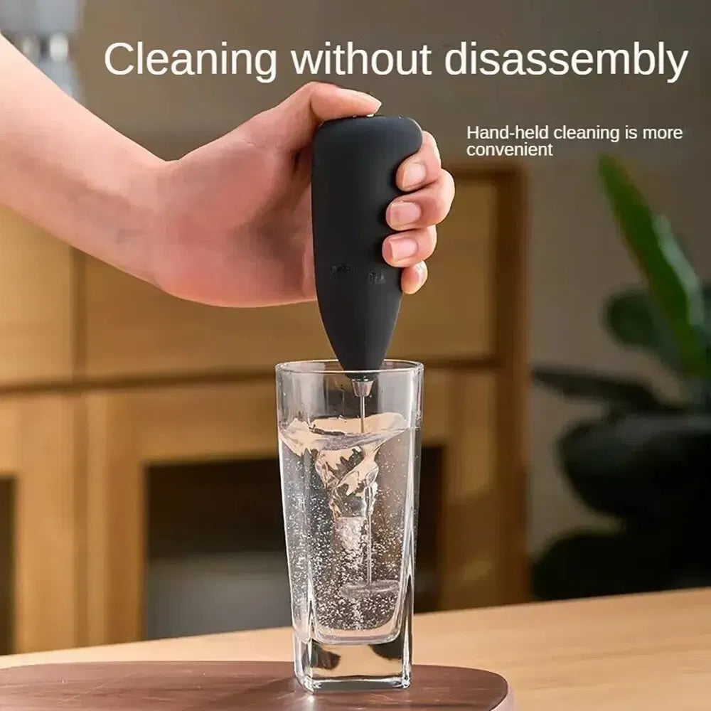 Color: Light Grey - Electric Milk Frother Handheld Mixer Coffee Foamer Egg Beater Cappuccino Stirrer Mini Portable Blenders Home Kitchen Whisk Tool