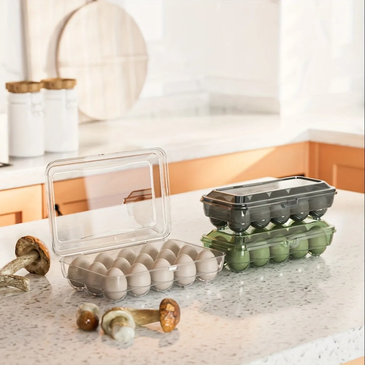 Color: Red, Ships From: CHINA - 1pc Shock-Proof Egg Holder for Refrigerator, Transparent Plastic Egg Carton with Clamshell Design for Freshness,   Supplies